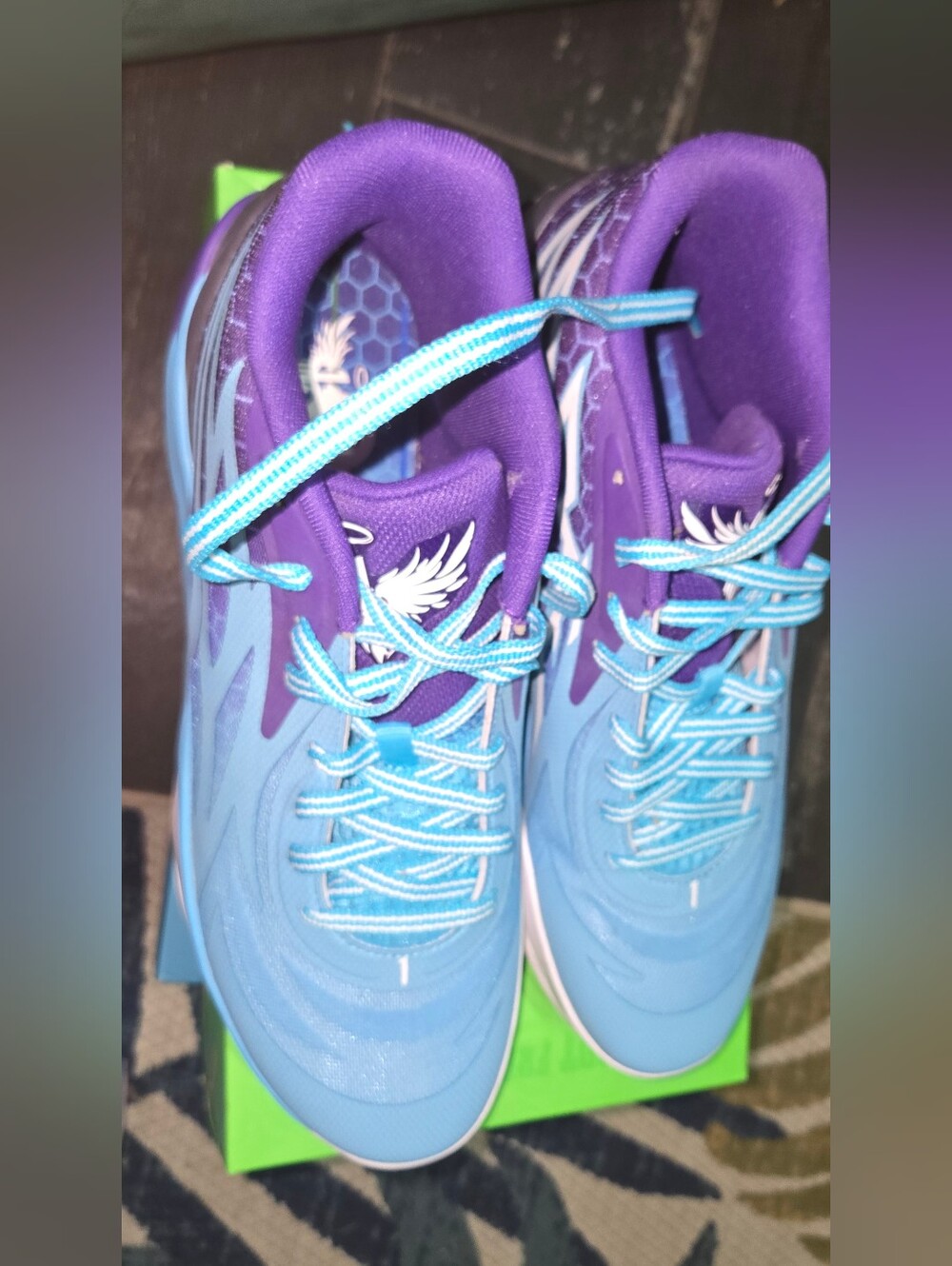 Puma MELO Mens Or Clould Also Be Womens Light Blue and Purple Basketball Shoes